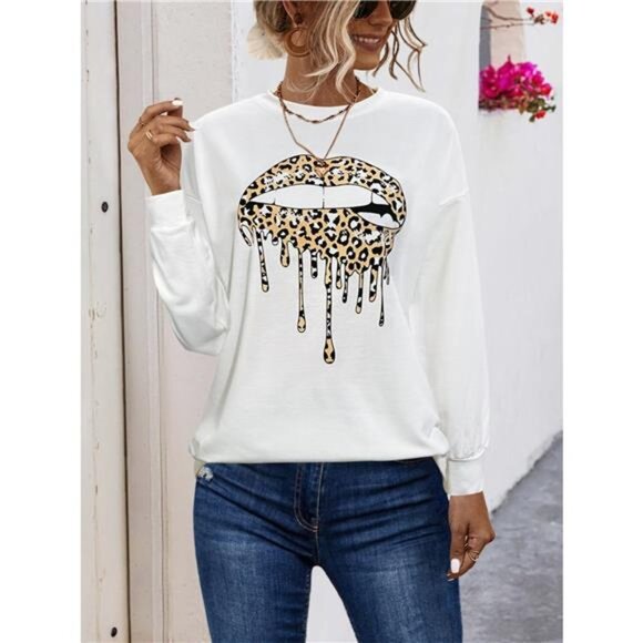 Graphic Round Neck Dropped Shoulder T-Shirt - Picture 11 of 14